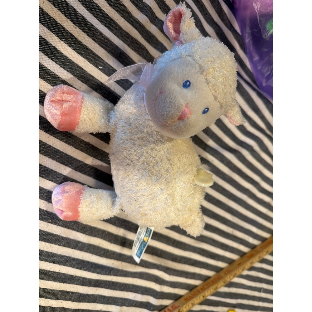 Kids Preferred Musical Wind Up Lamb Plush 2004 Cream Pink Nursery Toy 8"